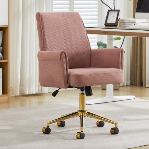 GOODSILO - Adjustable Ergonomic Swivel Office Chair - Comfortable Backrest Seat for Home & Work - Light Pink-Front_Standard 
