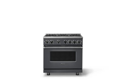 Viking - 36 in. Wide 6 Burner Pro 7 Series 5.6 Cu. Ft. Freestanding Sealed Burner Gas Convection Range - Cast Black - Cast Black-Front_Standard 