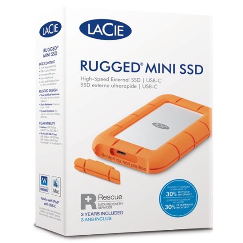 LaCie  Rugged Mini SSD 2TB Solid State Drive - USB 3.2 Gen 2x2, speeds up to 2000MB/s (STMF2000400) - Silver and Orange SHOP ONLINE