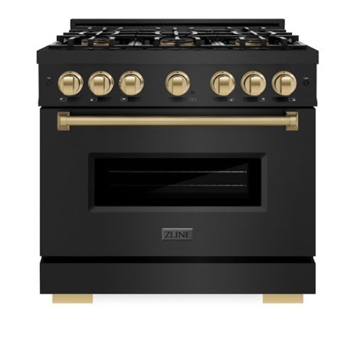 ZLINE - Autograph 36 in. 5.2 cu. ft. Classic Freestanding DuoPro Dual Fuel Range in Black Stainless Steel & Bronze Accents - Black Stainless Steel