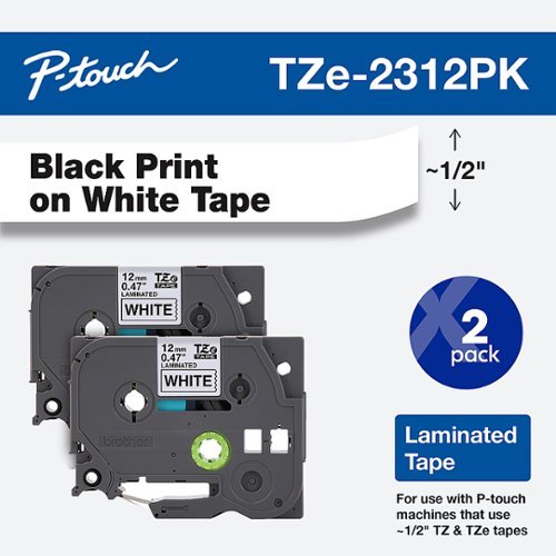  Brother - P-touch TZE-2312PK Laminated Label Tape (2-Pack) - Black on White