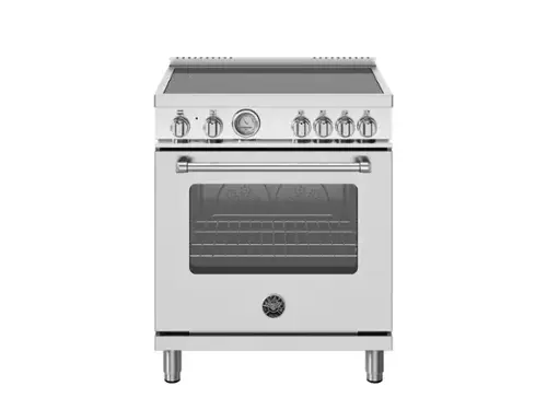Front. Bertazzoni - 30" Master Series range - Electric oven - 4 induction zones - Stainless Steel.