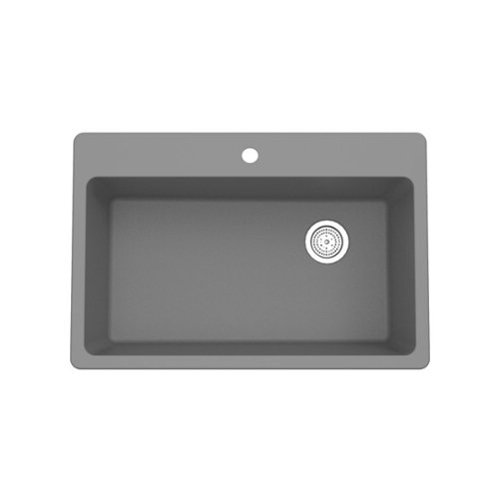 Winpro - Dual Mount Granite Composite 33 in. x 22 in. x 9-1/2 in. Single Bowl Kitchen Sink - Gray-Front_Standard 