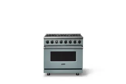Front. Viking - 36"W. 7Series  5.6 Cu. Ft. Dual Fuel LP Self-Clean 6 Burner Range-November Sky - November Sky.
