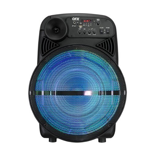 QFX - Portable Rechargeable Bluetooth Speaker with 15” Subwoofer and 1.5” Tweeter with Party Lights - Black-Front_Standard 
