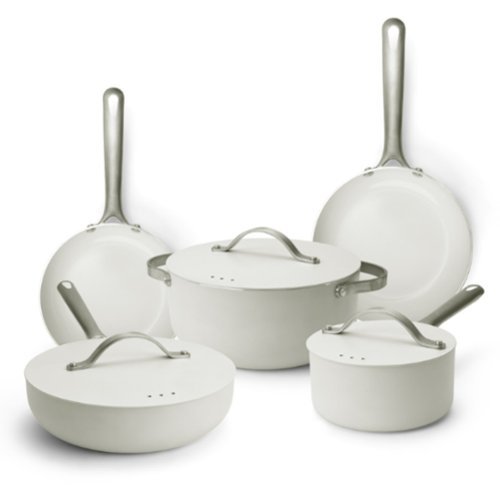 Alva - Mobi Ceramic Nonstick 8-Piece Cookware Set - Cannoli Cream-Front_Standard 