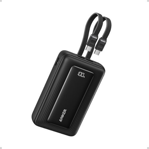Anker - Zolo Power Bank (2025 Upgraded Version), 45W Max Fast Charging, 20,000mAh Battery Pack, Dual Built-in USB-C Cables - Black-Front_Standard 