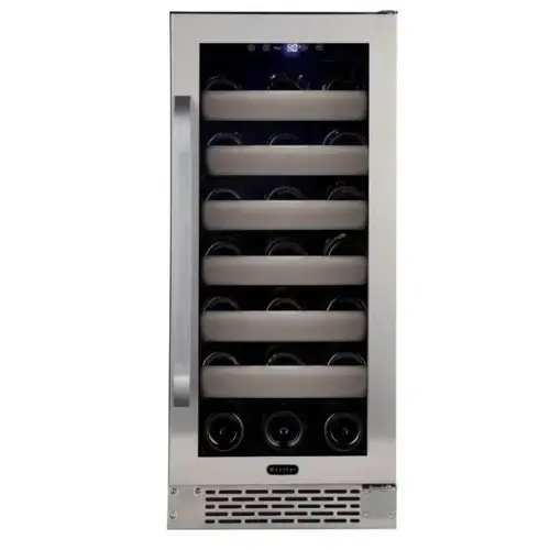 Front. Whynter - BWR-331SL Elite 33 Bottle Seamless Stainless Steel Door Single Zone Built-in Wine Refrigerator - Stainless Steel / Black.