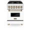 ZLINE - Autograph 24" Legacy Dual Fuel Range w/ 4 Burners & White & Bronze Accents (RAZ-WM-24-CB)-Front_Standard
