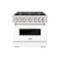 ZLINE 36" Classic Gas Range w/ 6 Burner Cooktop & Convection Oven w/ White Matte Door (CGR-WM-36) - White-Front_Standard 