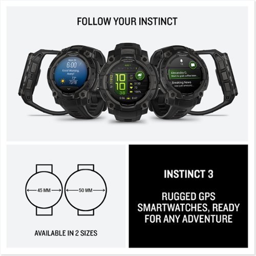 Garmin Instinct  3 GPS Smartwatch 45 mm AMOLED - Black with Black Band GLOBAL SHIPPING