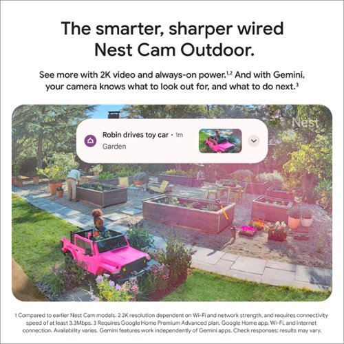 Google Nest Cam Outdoor (wired, 2nd gen) - 2K Video and Gemini - 1-Pack - Hazel SHOP ONLINE