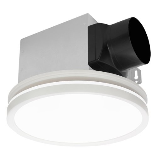 Akicon - Bathroom Exhaust Fan with Light, Dimmable 3CCT LED Light with Night Light, 80 CFM, 2 Sones, Round - White-Front_Standard 