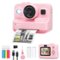 Hunkstar - Kids Camera Instant Print, Dual Lens 1080P HD Camera with 32GB MicroSD Card, Christmas Birthday Gifts for Girls Boys - Pink-Front_Standard