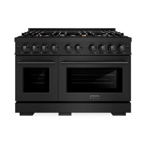 ZLINE - 48" Freestanding Select Double Oven Gas Range in Black Stainless w/ 8 Brass Burners (HGRB-BR-48) - Black Stainless Steel-Front_Standard 