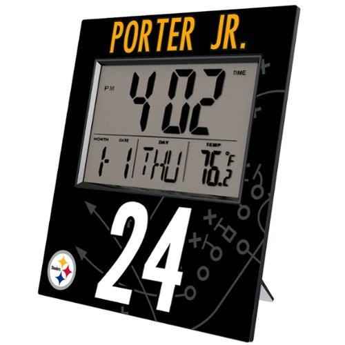 Keyscaper - Joey Porter Jr. Pittsburgh Steelers Digital Desk & Wall Clock - Multicolor-Front_Standard 