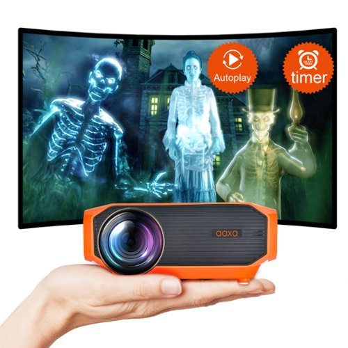 AAXA - HP4 Halloween Projector for Haunted Windows, AutoPlay(tm), Timer Onboard, 1080p Native, 8 Pre-Loaded Hologram Movies, BT - Orange/Black