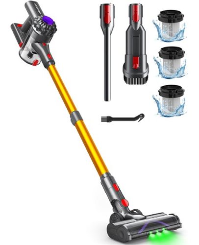 FAPO - Cordless Stick Vacuum Cleaner, Rechargeable Cordless Vacuum, for Home Pet Hair Car Carpet Hard wood Floor - Gold-Front_Standard 