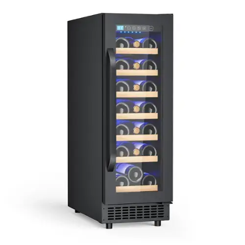 Front. BEARSOLIM - 12Inch Wine Fridge Small Refrigerator Freestanding/Built in, 21 Bottle 2Cu.Ft Compressor Wine Cooler w/Lock - black.