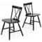 Costway - Dining Chairs Set of 2 Farmhouse Kitchen Chair with Rubber Wood Frame - Black-Front_Standard