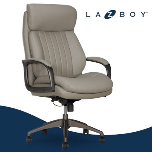 La-Z-Boy - Ergonomic Big and Tall Office Chair with Lumbar Support & Padded Arms Leather Adjustable Reclining Computer Chair - Gray-Front_Standard 