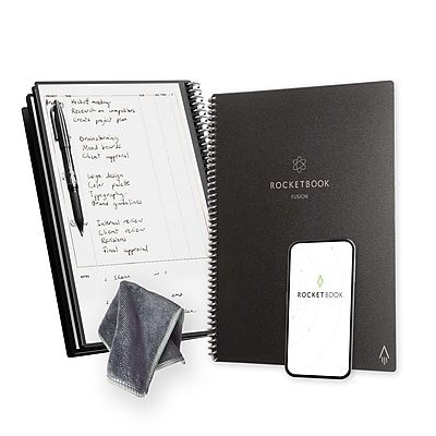 Rocketbook - Fusion Reusable Notebook Planner Combo, 8.5" x 11", 42 Sheets - Black-Front_Standard 