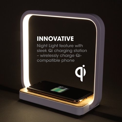 OttLite Desk Lamp/Night Light with Three Brightness Settings, USB Port & Qi Certified Wireless Charging Pad for iPhone/Android - White BUY IN SINGAPORE