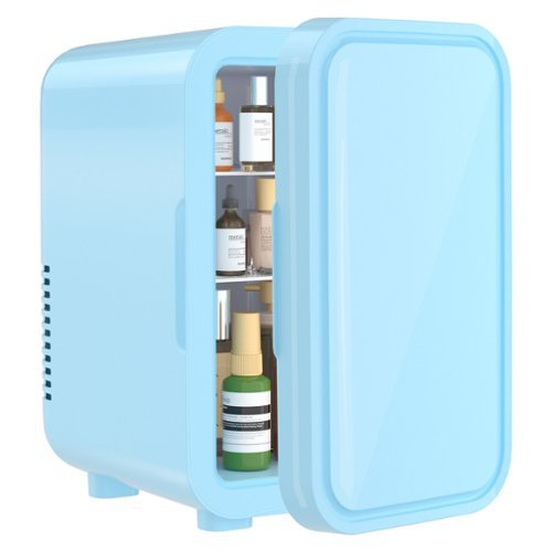 YASHE - 6L Mini Fridge, 8 cans, 110V AC/DC, portable thermoelectric cooler& warmerfor skincare, beverages, car - Blue-Front_Standard 