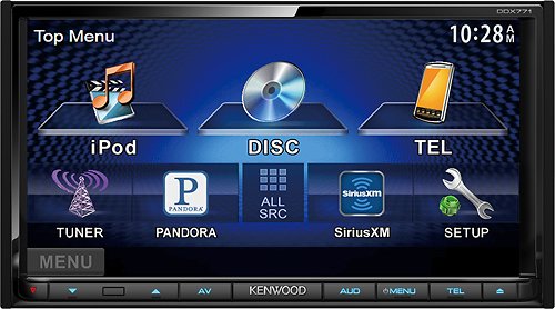  Kenwood - 7&quot; - CD/DVD - Built-In Bluetooth - Apple® iPod®-Ready - In-Dash Receiver - Black