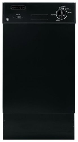  GE - Spacemaker 18&quot; Front Control Built-In Dishwasher with Stainless Steel Tub - Black-on-Black