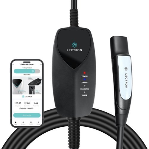 Lectron - App Control (WiFi) Portable Tesla Level 1 NEMA 5-15 Electric Vehicle (EV) Charger- up to 12A- 16' - Black-Front_Standard 