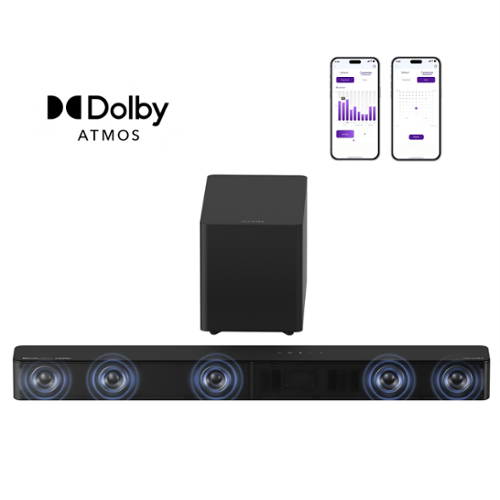 Ultimea - Poseidon M60 Boom 5.1ch Dolby Atmos Sound System, 340W Peak Power, 5 Full-Range Drivers, Wired Subwoofer - Black-Front_Standard 