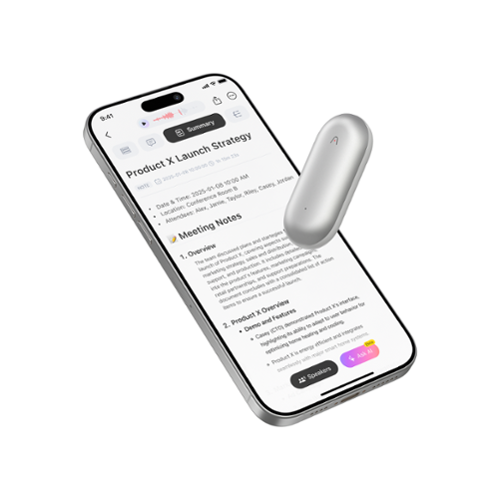 PLAUD - AI NotePin Memory Capsule Voice/Audio Recorder V2 - Lunar Silver