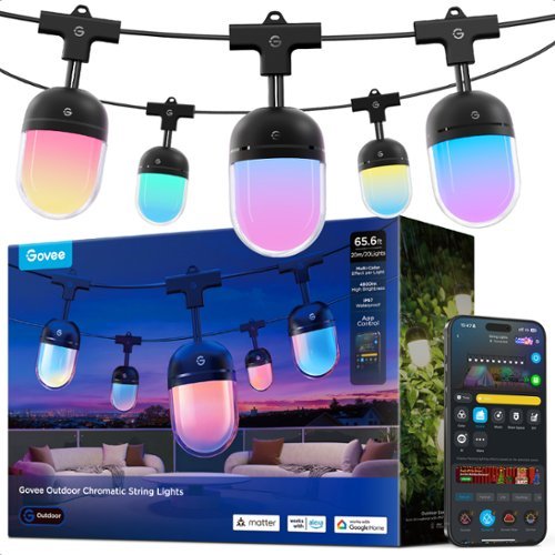 Govee 65.6ft Outdoor Chromatic String Lights, IP67 Waterproof