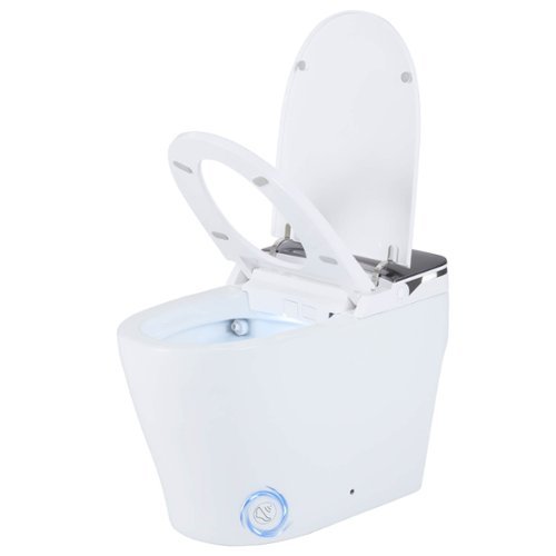 Costway - ADA Height Electric One Piece Toilet with 1000g MaP Flushing, Built-in Tank & Pump - White-Front_Standard 