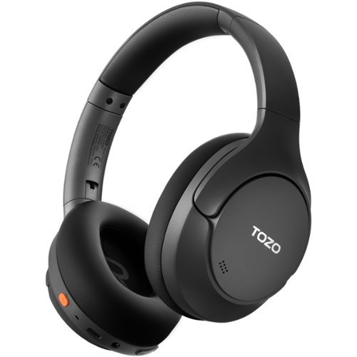 TOZO - HT3 Hybrid Noise Cancel Headphones, 90H, Hi-Res Audio, Custom 32EQ, Comfort/Foldable/Adjustable, AUX 3.5mm/Bluetooth 6.0 - Black-Front_Standard 