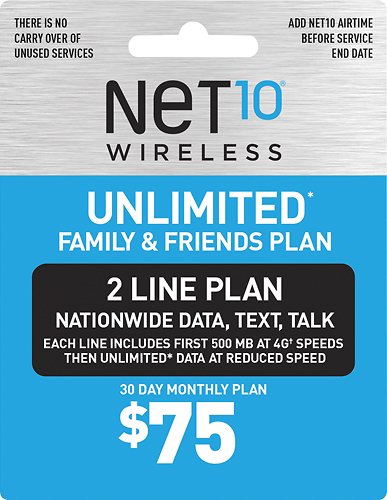  NET10 - $75 Family Plan Top-Up Card - Gray/Blue
