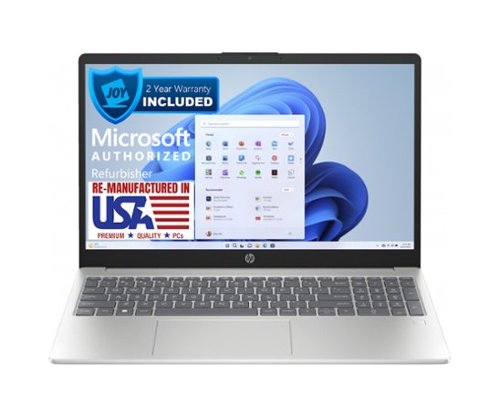 HP - Refurbished Excellent - 15-FD0185NR Core i5-1235U 1.3GHz, 16GB, 256GB NVMe, 15.6inch HD, Windows 11 Pro (Refurbished) - Silver-Front_Standard 