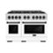 ZLINE Autograph 48" Select Gas Range w/ 8 Burners & White Doors w/ Black Accents (HGRZ-WM-48-MB)-Front_Standard 