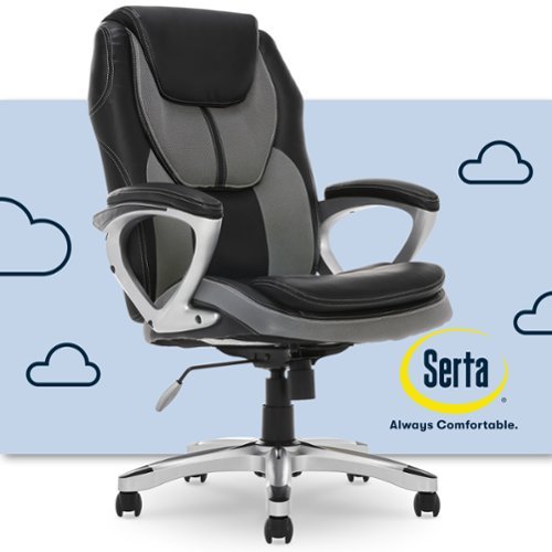 

Serta - Amplify Work or Play Ergonomic High-Back Faux Leather Swivel Executive Chair with Mesh Accents - Black and Gray