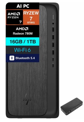 HP - OmniDesk Desktop (AMD Ryzen 7 8700G, 32GB DDR5, 1TB PCIe SSD, AMD Radeon 780M, Win 11 Pro) - Gray Wood-Front_Standard 