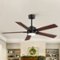 Breezary - 52" Modern Indoor Ceiling Fan with LED Light, 5 Reversible Plywood Blades, 6-Speed DC Motor, Remote, Timer, 5" Downrod - Matte Black and Two-tone Wood Grain-Front_Standard