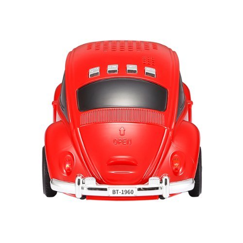 QFX Retro Car Portable Bluetooth Speaker with Bass Radiator and LED Lights - Red GLOBAL SHIPPING