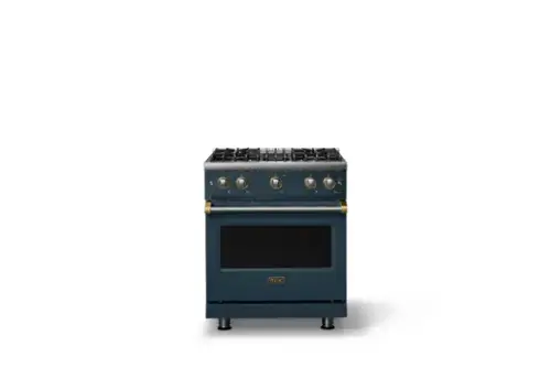 Front. Viking - 30 in. Wide Pro 5 Series 4.0 Cu. Ft. Freestanding Sealed 4 Burner Gas Convection Range - Squall/Brushed Brass - Squall.