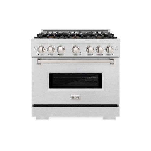 ZLINE - 36 in. Classic Satin Steel Stainless Gas Range w/ Convection Oven & 6 Brass Burners (CGRS-BR-36) - Stainless Steel-Front_Standard 