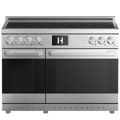 Induction Hardware - Professional 48 Inch Induction Range with Double Convection Ovens & Air Fry, 7 Burner Electric Stove, Pizza Stone - Stainless Steel-Front_Standard 