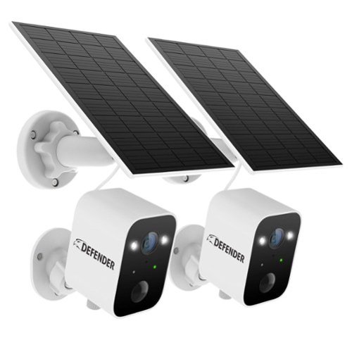 Defender - Solar Powered 4K AI Everwatch Wireless Security Camera with 3W Solar Panel, AI Detection, 2 Pack - White