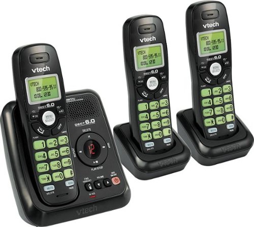  VTech - CS6120-31 DECT 6.0 Cordless Phone with Digital Answering System, 3 Handsets - Black