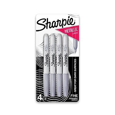 Sharpie - Metallic Permanent Marker, Fine Tip, Gray/Silver, 4/Pack (39109)