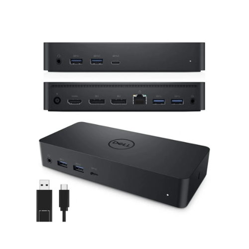 Dell - Refurbished Excellent - D6000 Universal Laptop Dock – USB-C & USB-A, 65W Power Delivery, 3 Monitors - Black-Front_Standard 